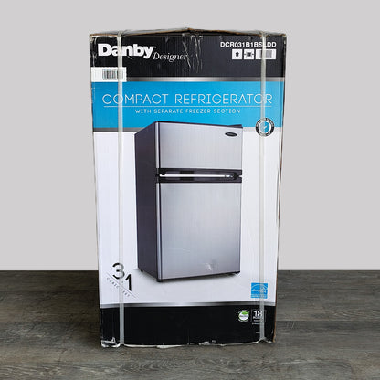 Danby Designer 3.1 cu. ft. Mini Fridge in Stainless Look with Freezer Section DCR031B1BSLDD