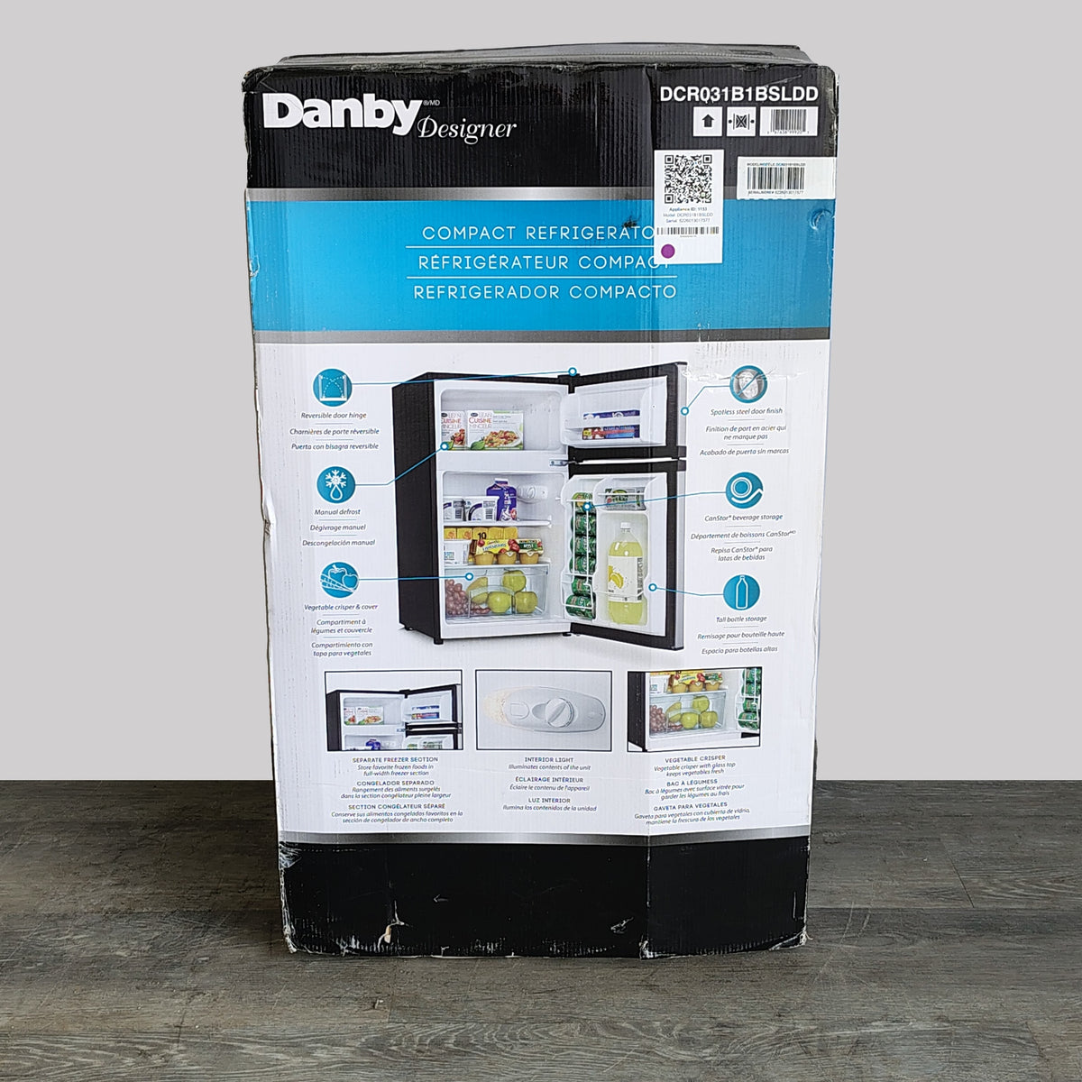 Danby Designer 3.1 cu. ft. Mini Fridge in Stainless Look with Freezer Section DCR031B1BSLDD