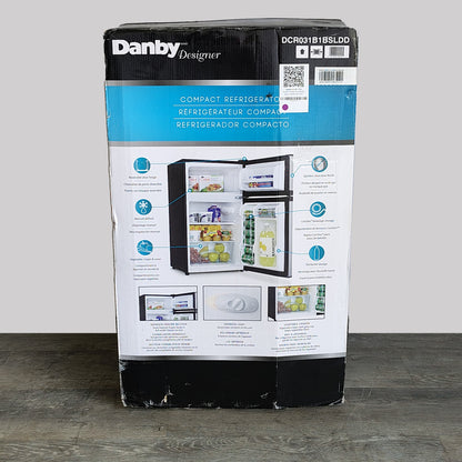 Danby Designer 3.1 cu. ft. Mini Fridge in Stainless Look with Freezer Section DCR031B1BSLDD