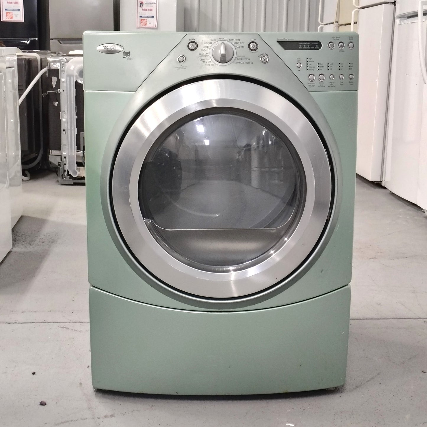 Whirlpool 7.4 cu. ft. Capacity Electric Steam Dryer in New Aspen Green WED9600TA1