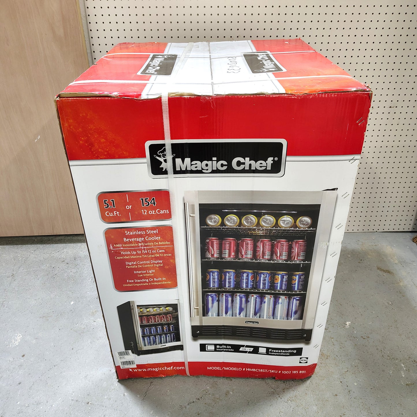 Magic Chef 23.4 in., 154 (12 oz.) Can, Built-in or Freestanding Beverage Cooler, Stainless Steel HMBC58ST