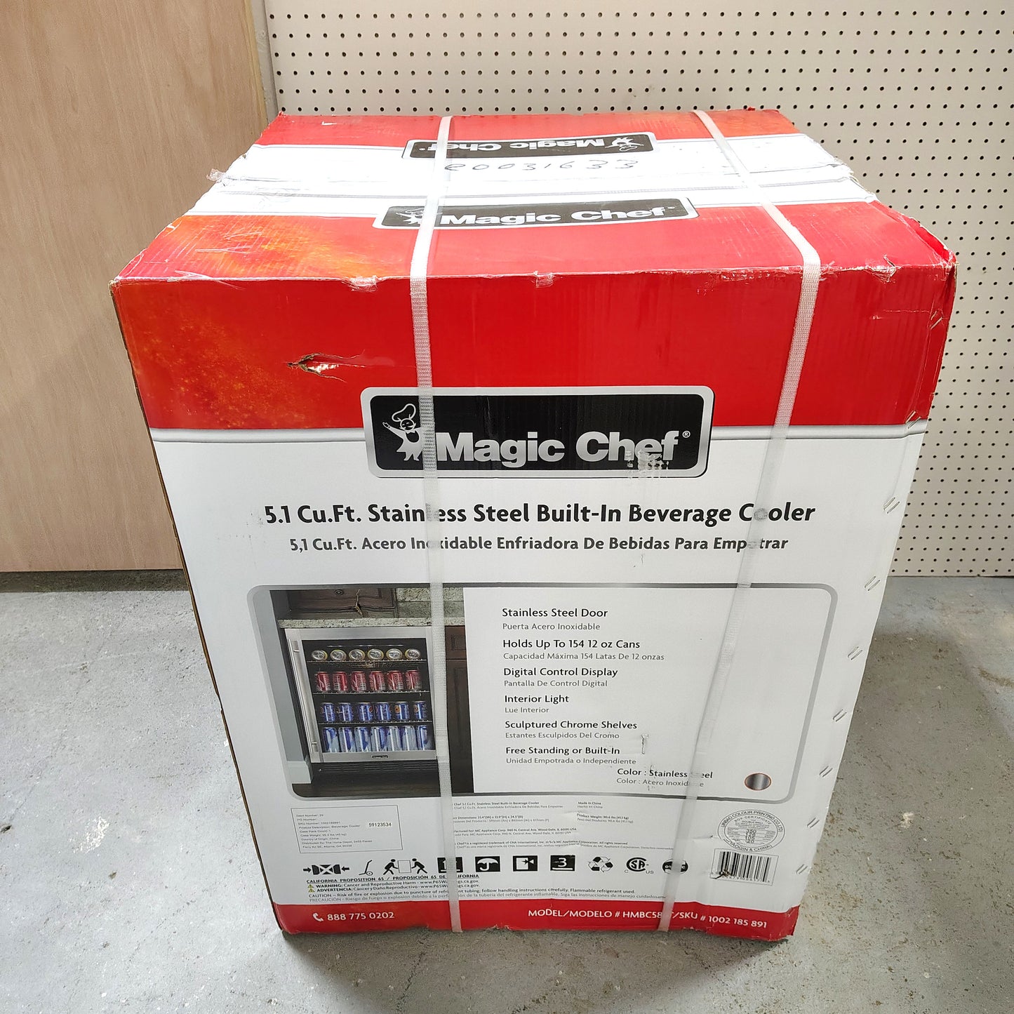 Magic Chef 23.4 in., 154 (12 oz.) Can, Built-in or Freestanding Beverage Cooler, Stainless Steel HMBC58ST