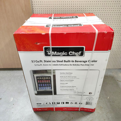 Magic Chef 23.4 in., 154 (12 oz.) Can, Built-in or Freestanding Beverage Cooler, Stainless Steel HMBC58ST